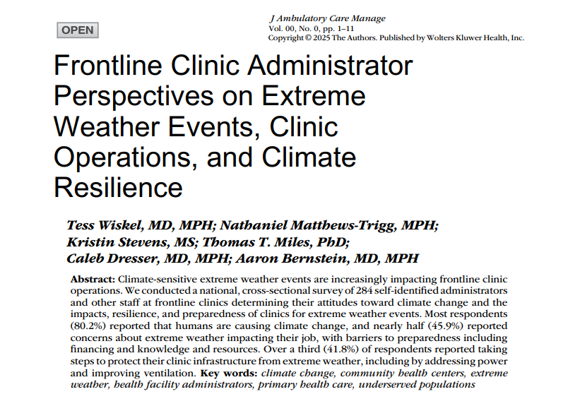 Front page of the Frontline Clinic Administrator Perspectives publication