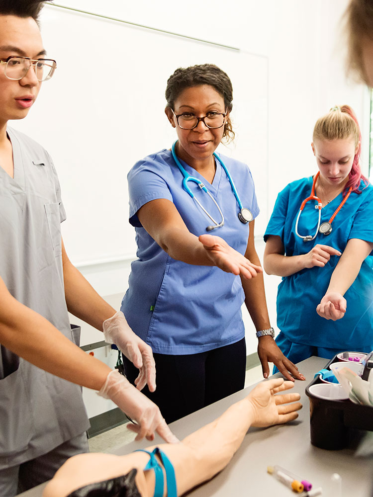 Medical instructor with students
