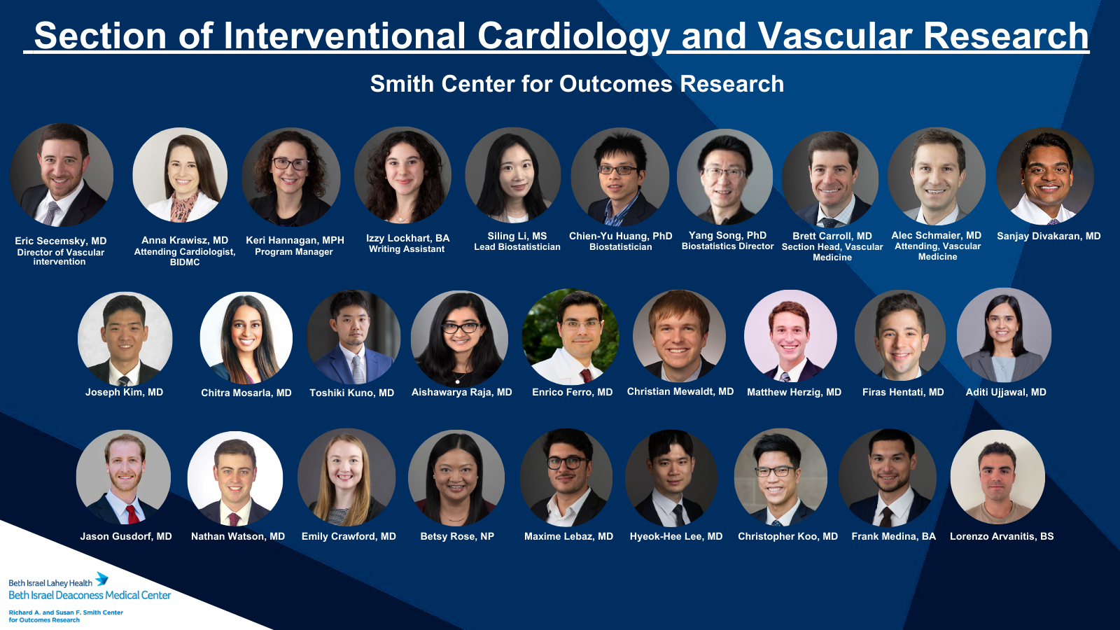 Headshots of the Smith Center Vascular Section Team