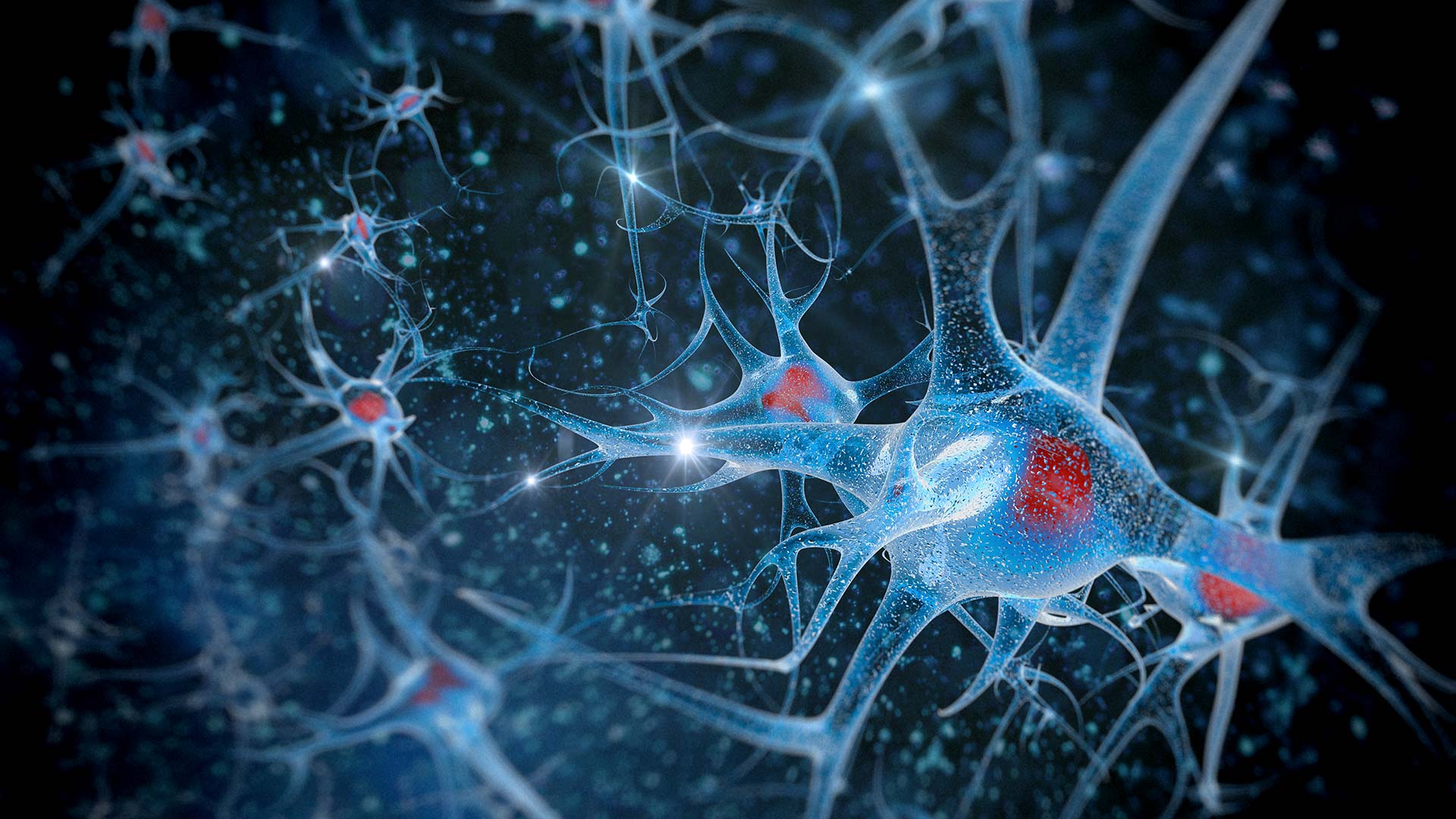Digital illustration neurons showing pain receptors in the brain.