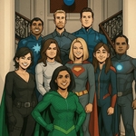 An AI-generated photo of the Asnani Lab members as superheroes.