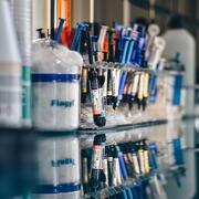 several syringes on a lab desk