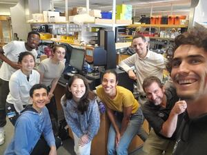 Group photo in front of the new rheometer