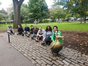 Group photo in the Boston Public Garden by the Ducks