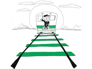 Illustration of happy conductor