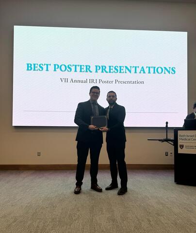 Postdoctoral Research Fellow Max Narvaez presenting his poster at the annual IRI poster presentation