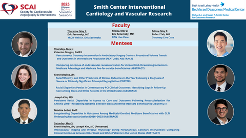 Schedule of faculty and mentee presentations at SCAI 2025