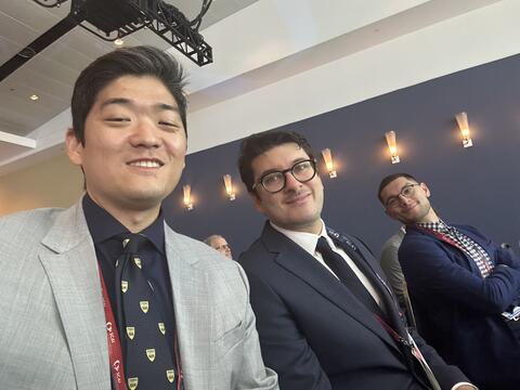 Selfie with mentees Joe Kim, Maxime Lebaz and Frank Medina at SCAI 2025