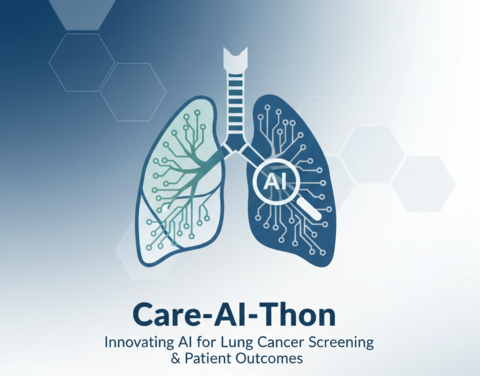 Logo for Care-AI-Thon with lungs and AI icon.