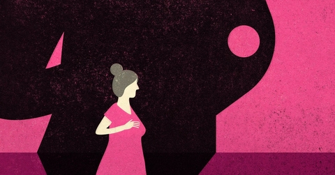 A Women Surrounded by a Pink Background