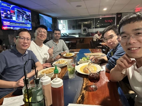 Yu lab enjoying dinner together