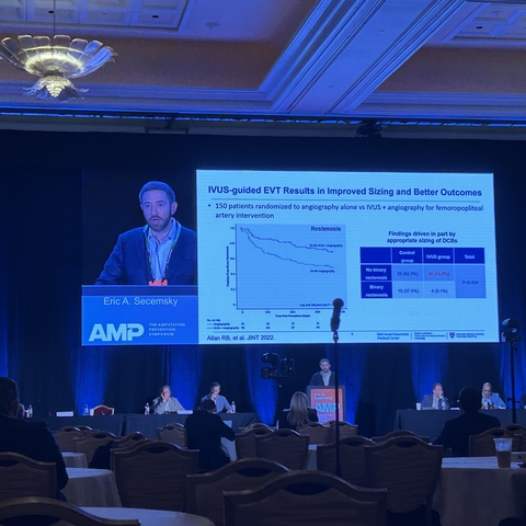 Dr. Secemsky presenting on IVUS onstage at AMP 2026