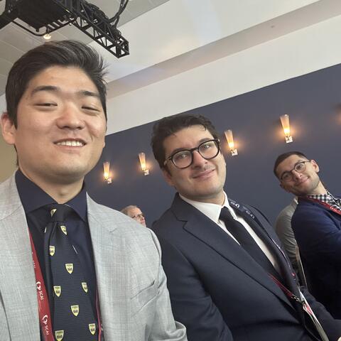 Selfie with mentees Joe Kim, Maxime Lebaz and Frank Medina at SCAI 2025