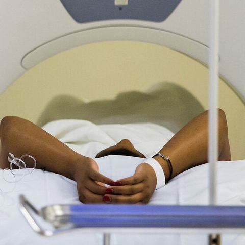 A Women in a MRI Machine 