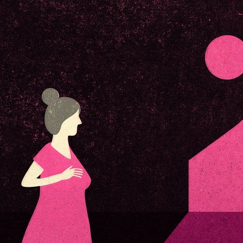 A Women Surrounded by a Pink Background