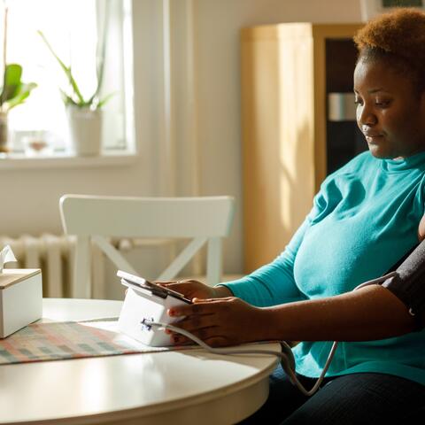 Woman checking BP