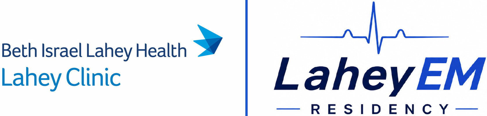 Beth Israel Lahey Health Lahey Clinic logo with Lahey EM Residency logo