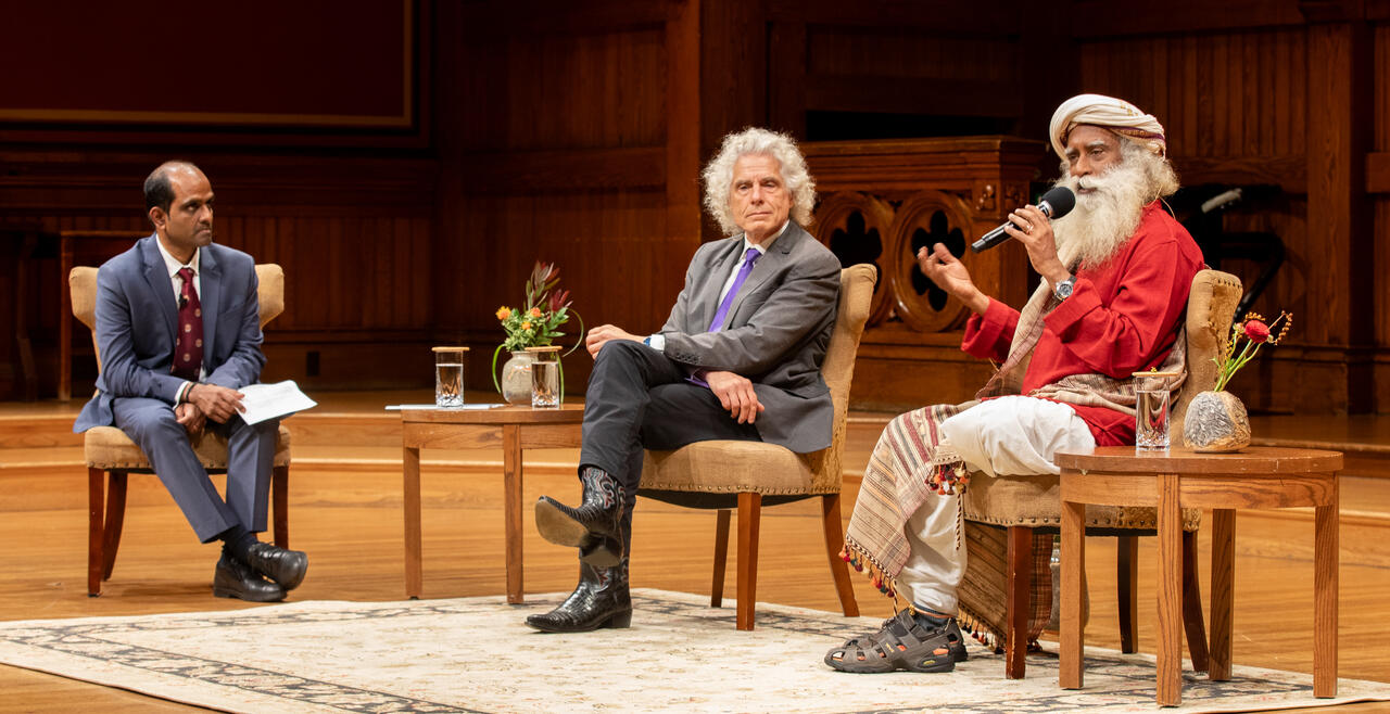 Dr. Steven Pinker and Sadhguru discussion moderated by Dr. Bala Subramaniam 