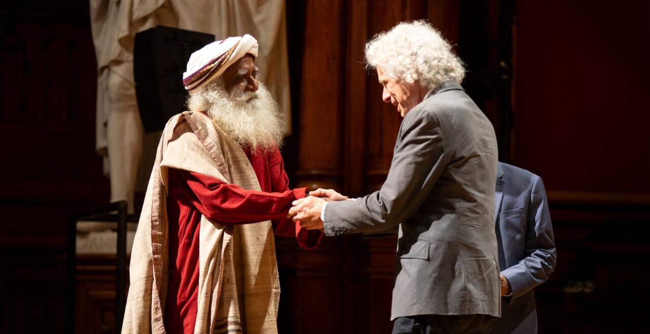 Dr. Steven Pinker and Sadhguru Shake Hands