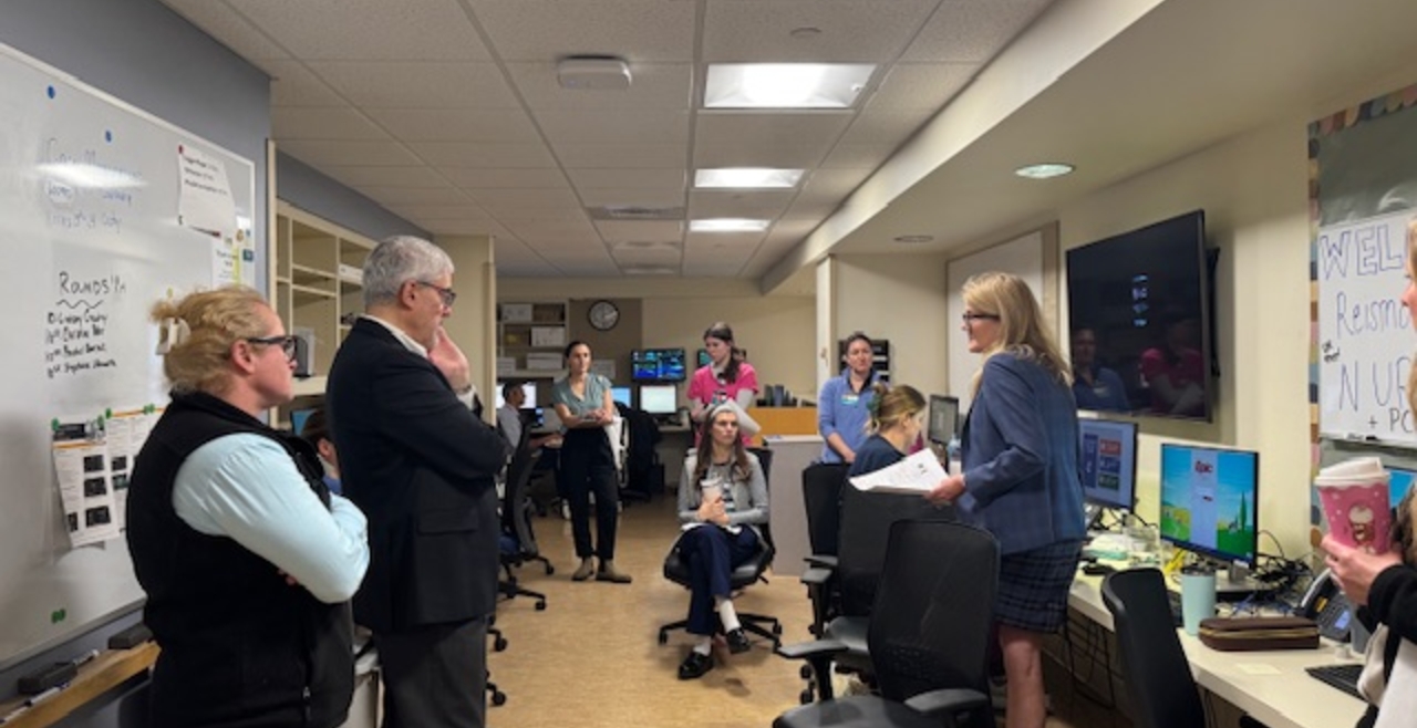 Drs. Fick and Marcantonio talking with nurses
