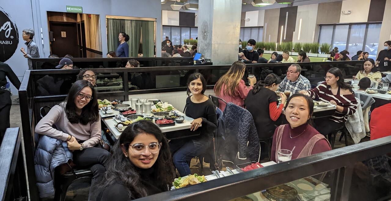 Lab group out to eat