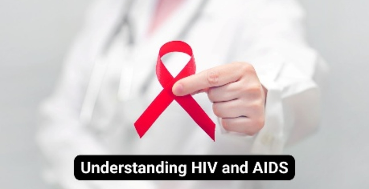 HIV and AID awareness, doctor holding red ribbon