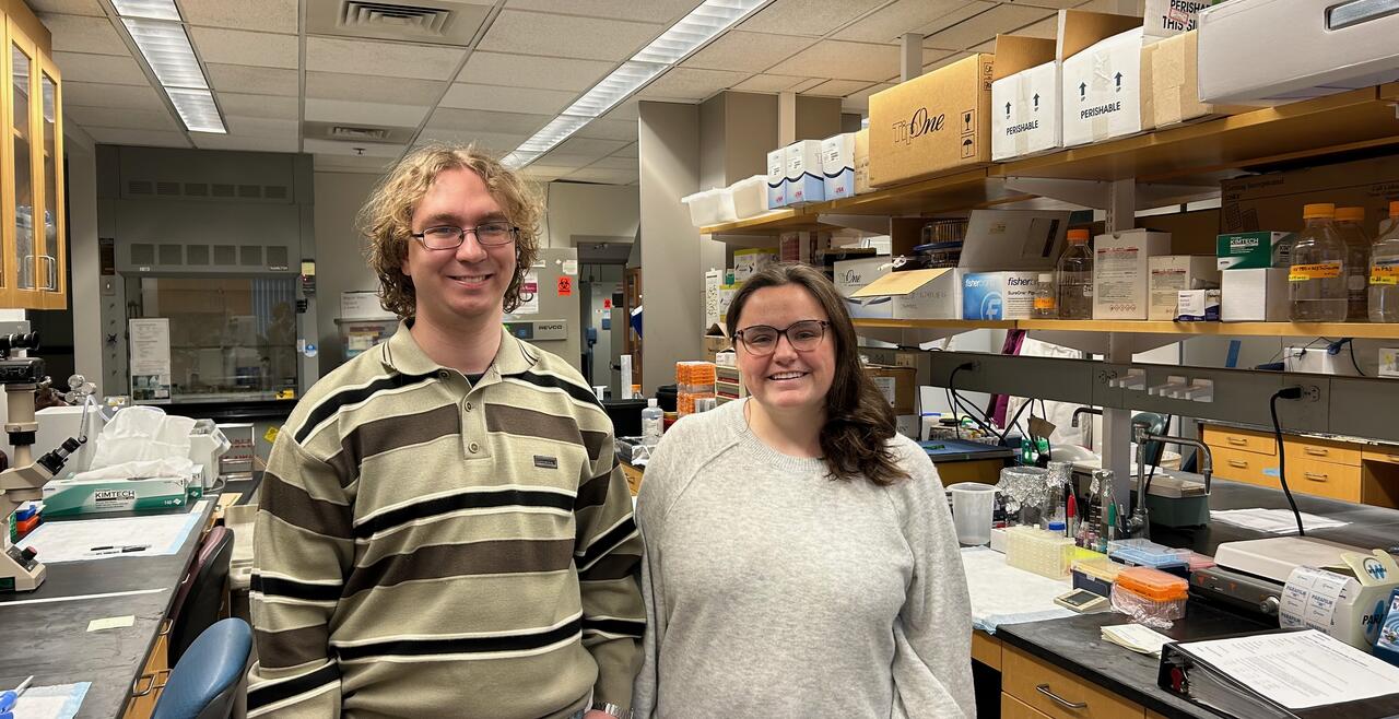 Maxim and Coryn in the lab