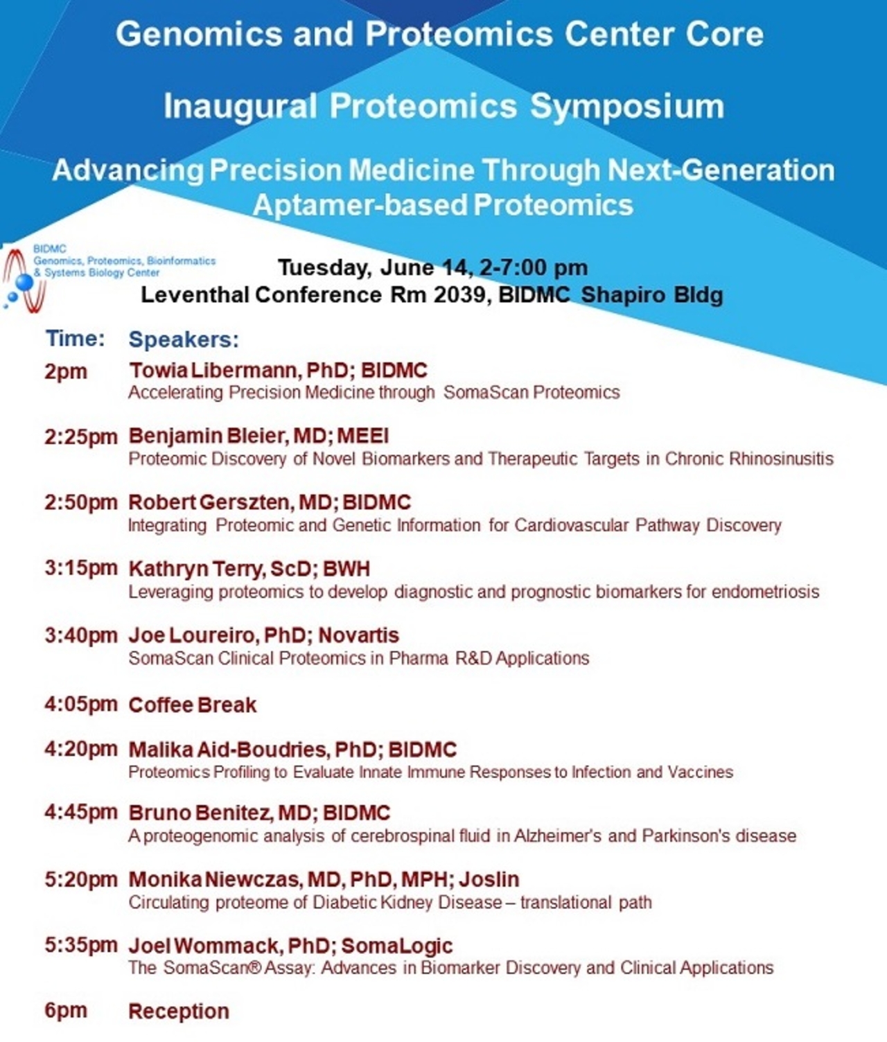 Genomics and Proteomics Center Inaugural Proteomics Symposium. Advancing Precision Medicine Through Next-Generation Aptamer-based Proteomics.