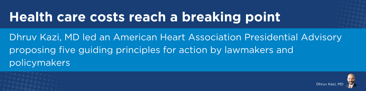 News header featuring Dhruv Kazi leading a new AHA Presidential Advisory 
