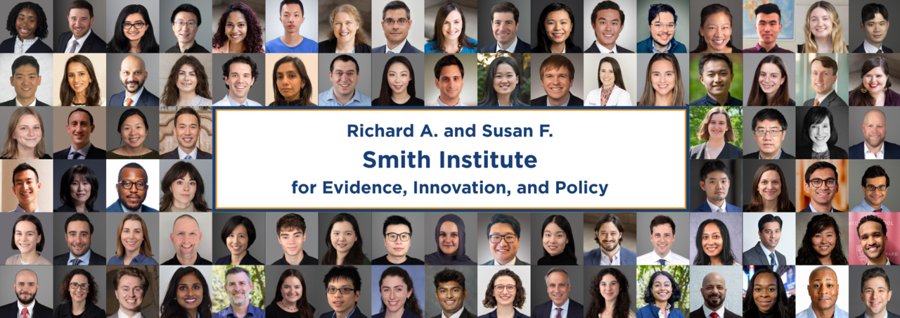 A grid collage of Smith Institute team members faces surrounding the Smith Institute name