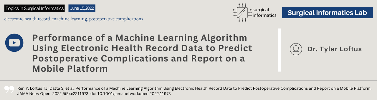 Performance of a Machine Learning Algorithm Using Electronic Health Record Data to Predict Postoperative Complications and Report on a Mobile Platform