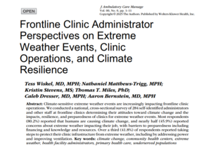 Front page of the Frontline Clinic Administrator Perspectives publication