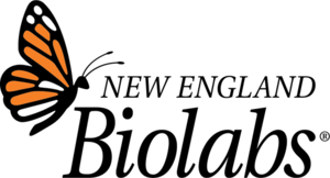 Orange and white butterfly logo against a black background
