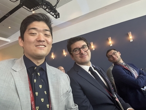 Selfie with mentees Joe Kim, Maxime Lebaz and Frank Medina at SCAI 2025