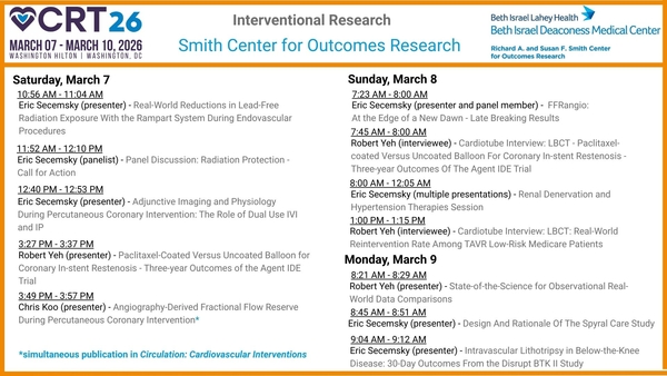 Part 1 of CRT 2026 schedule of Smith Center presenters