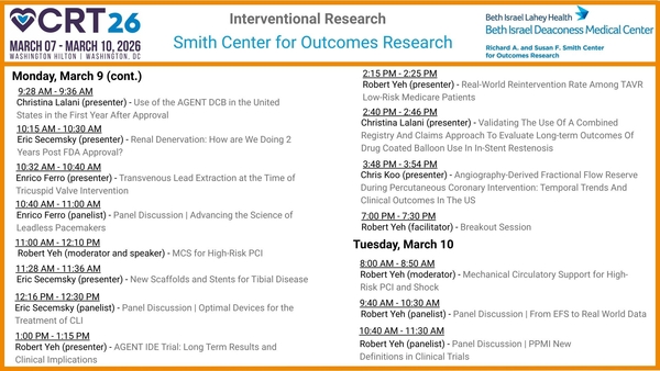 Part 2 of CRT 2026 schedule of Smith Center presenters