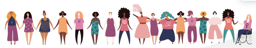 women holding hands graphic
