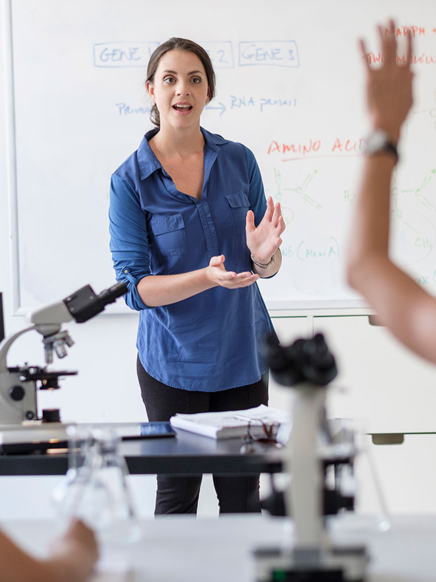 Instructor in the front of classroom