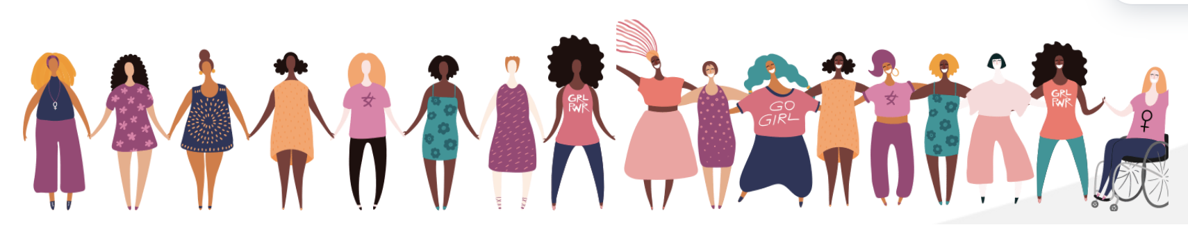 women holding hands graphic