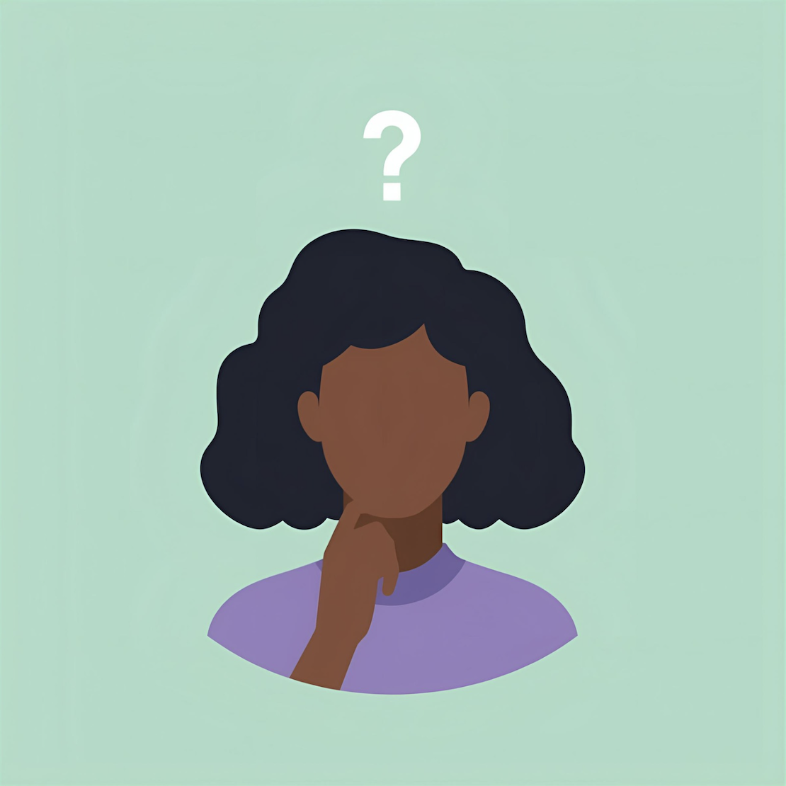 graphic of women with a question mark above head