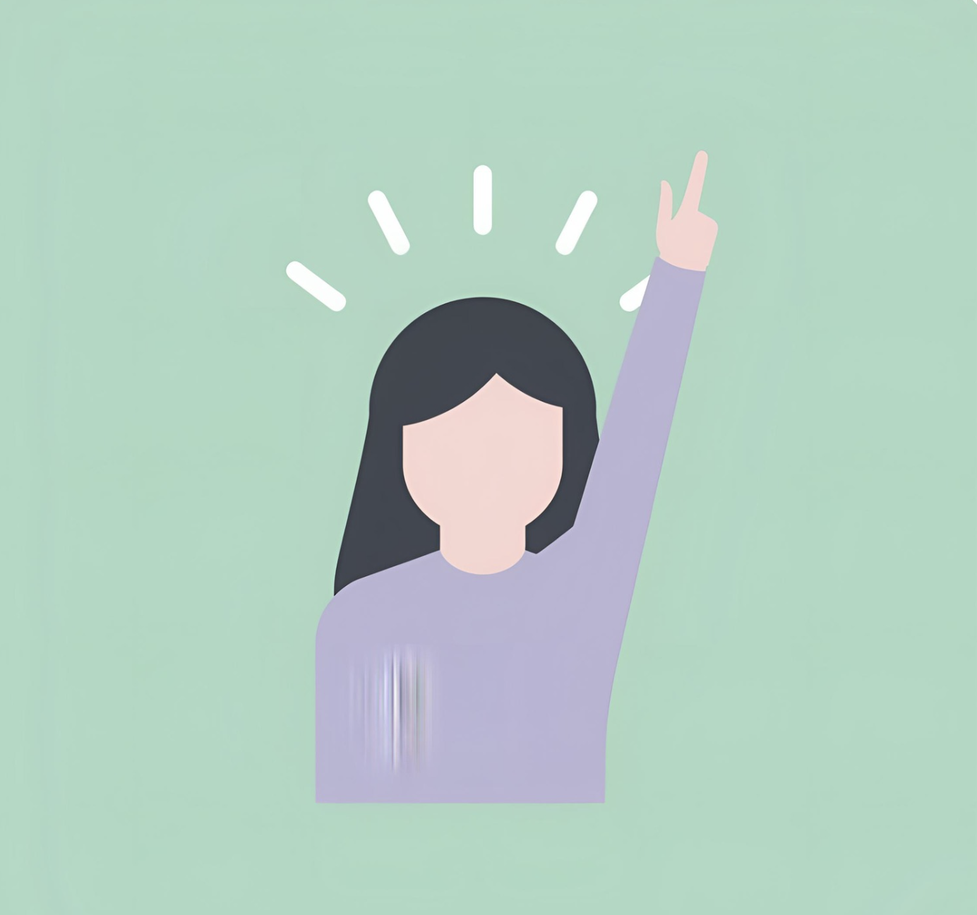 graphic of woman with exclamation mark above head
