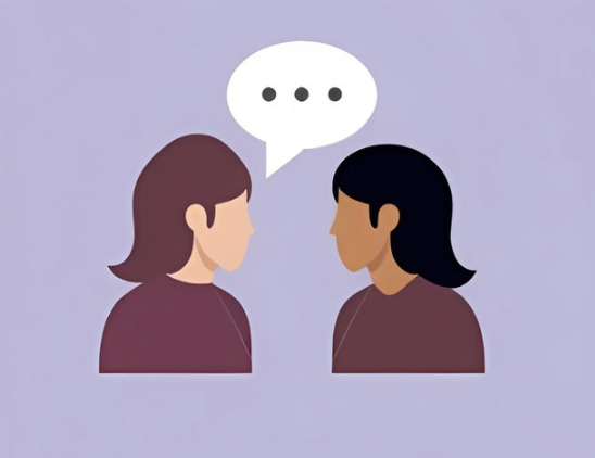 women talking graphic